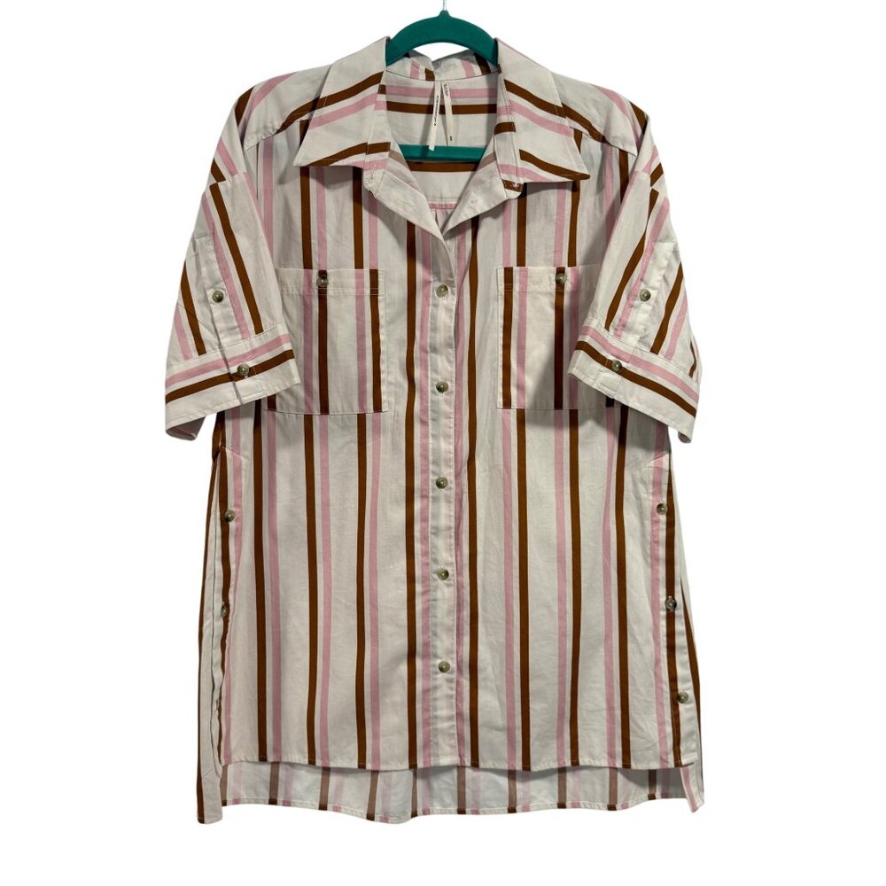 Anthropologie Boxy Buttondown Striped Shirt‎ Size XXS